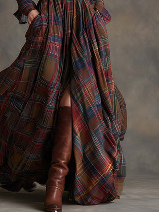 Jessica – Classic Checked Maxi Shirt Dress