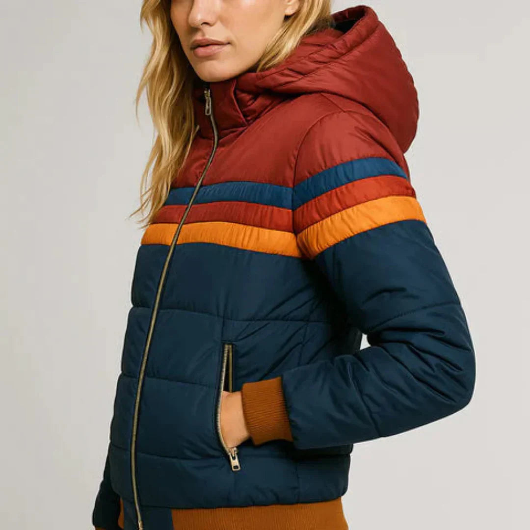 Sierra - Women's Vintage Striped Puffer Coat