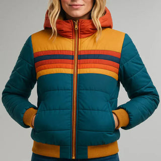 Sierra - Women's Vintage Striped Puffer Coat