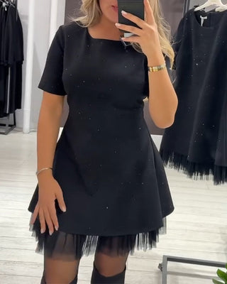 Harper – Sparkling Mesh Patchwork Dress