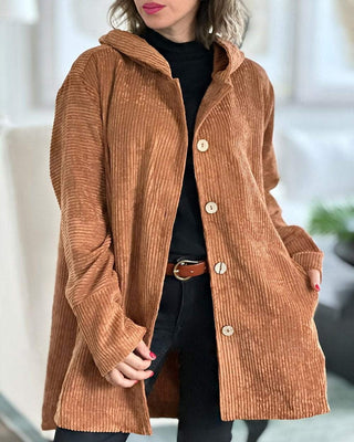 Elizabeth – Comfortable Hooded Corduroy Jacket