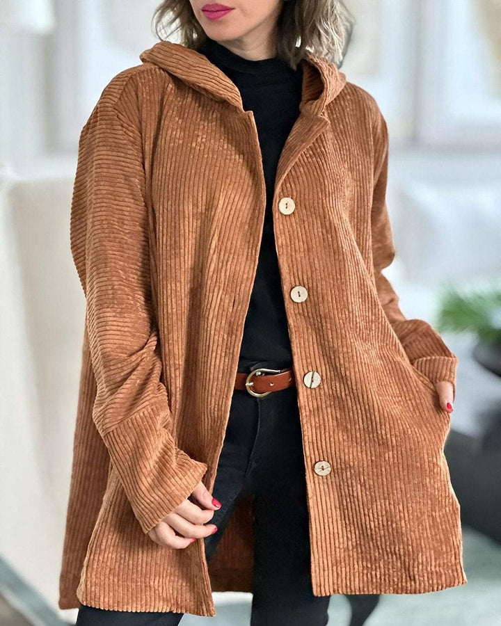 Elizabeth – Comfortable Hooded Corduroy Jacket