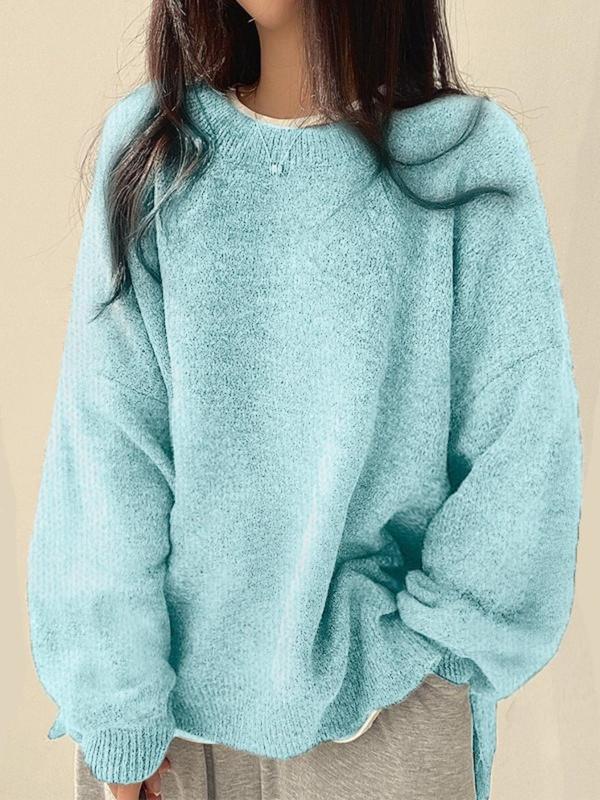 Edwina - Oversized Drop Shoulder Sweater with Split Hem