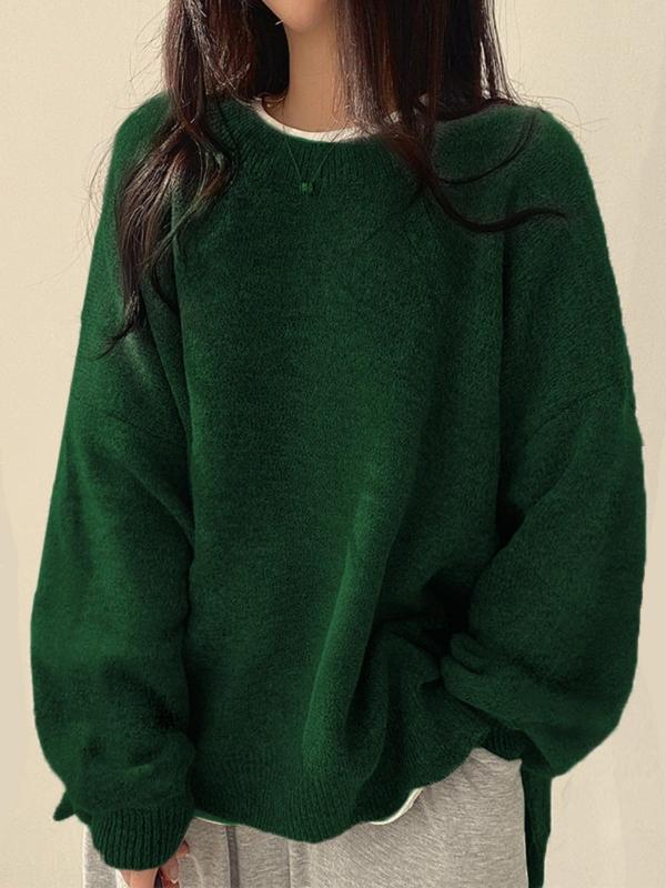 Edwina - Oversized Drop Shoulder Sweater with Split Hem