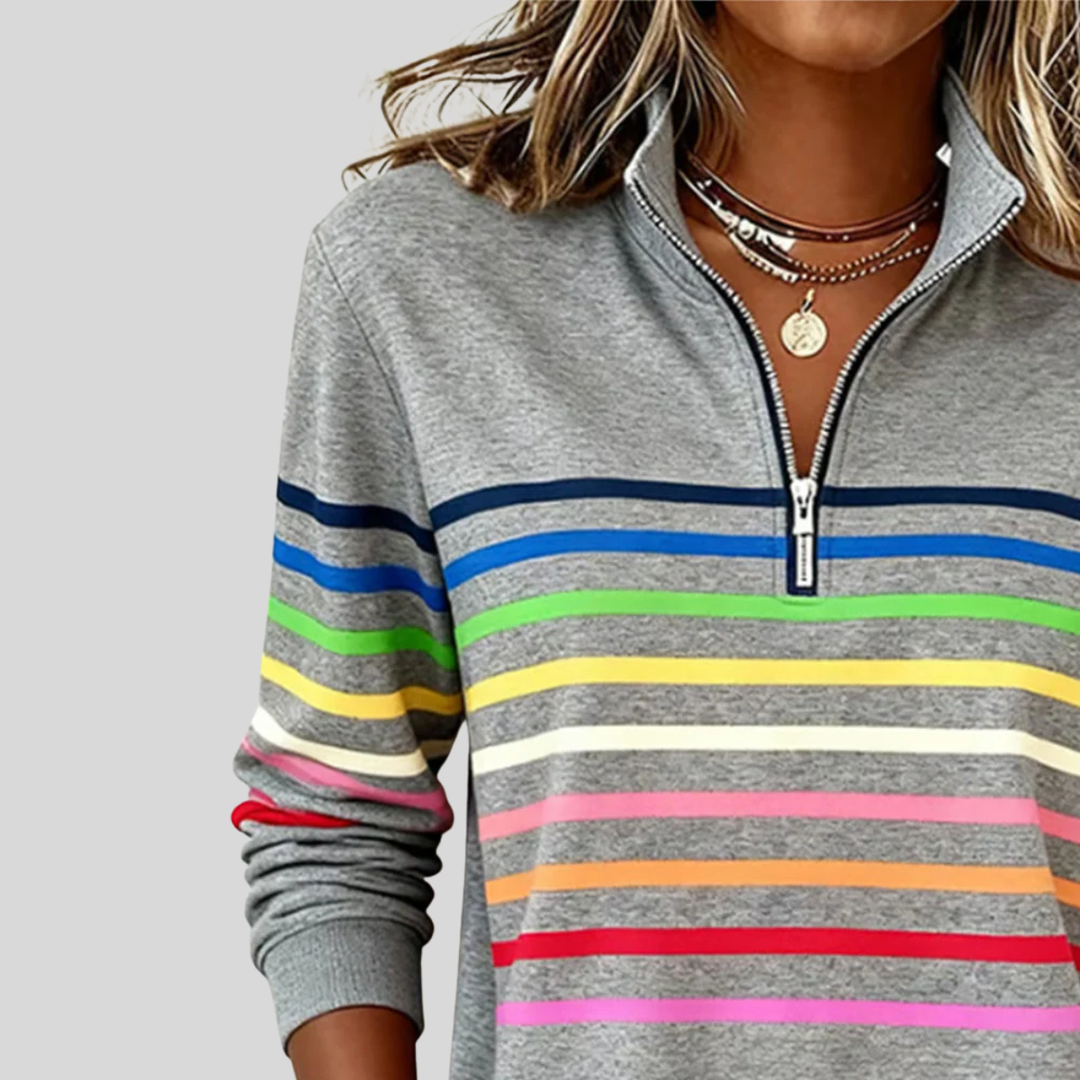 Prismeta™ | Multicolour Striped Quarter-Zip Sweatshirt
