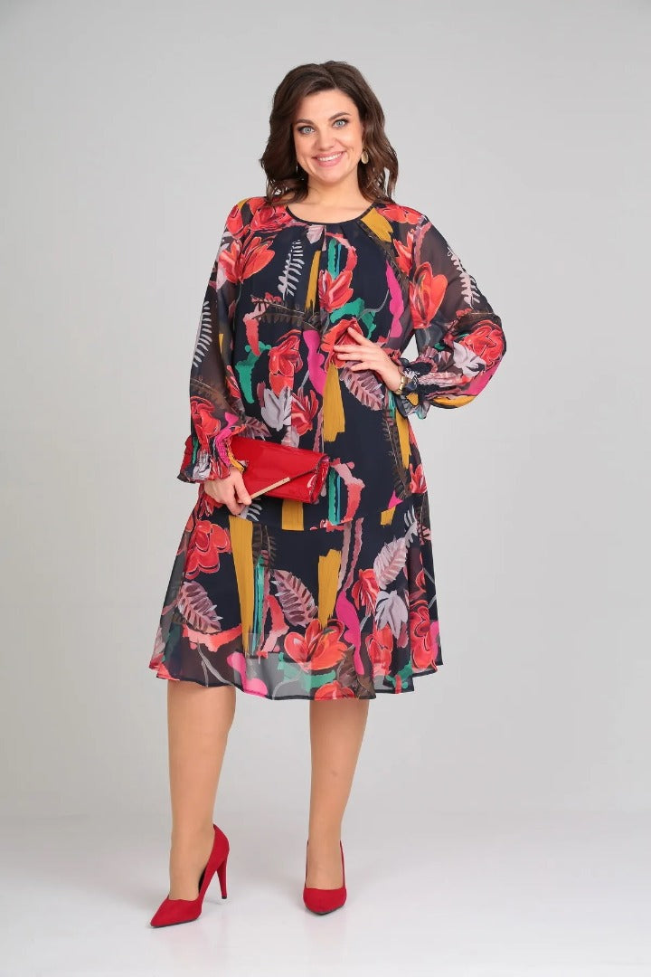 Aria – Contemporary Floral Midi Dress