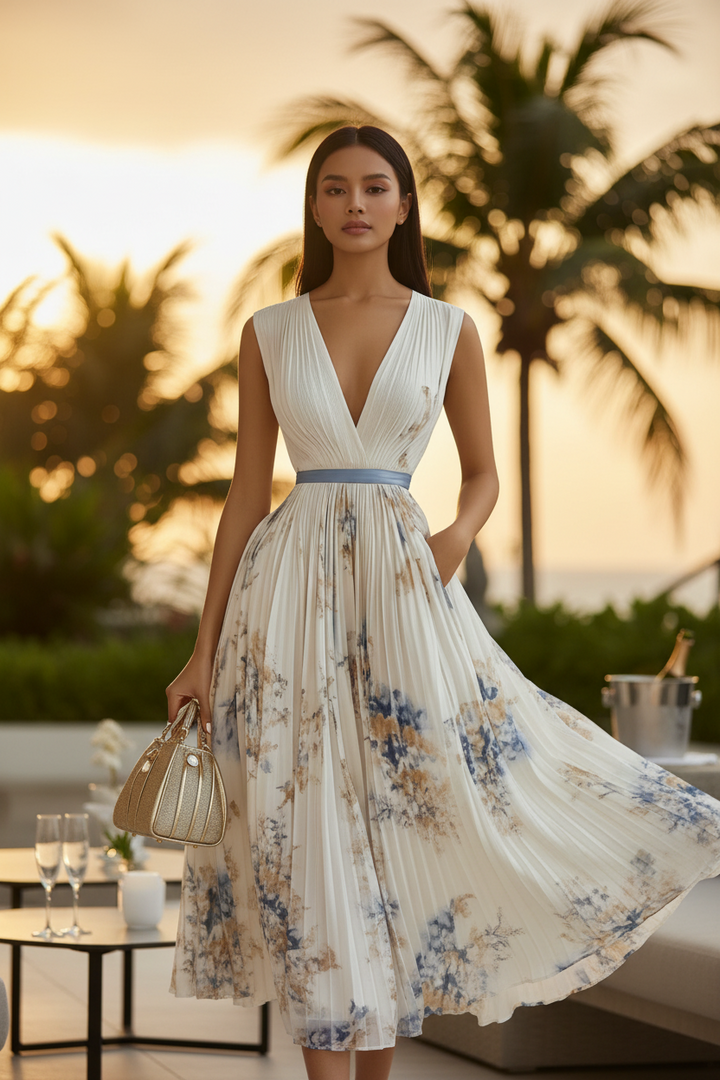 Elegant Pleated Maxi Dress