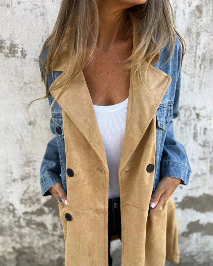 Iris™ | Denim & Camel Wool Blend Coat
