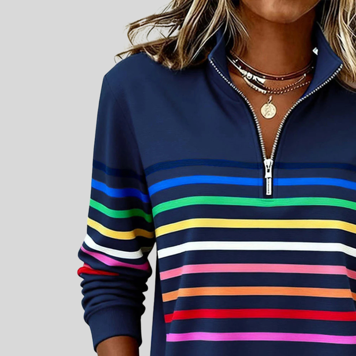 Prismeta™ | Multicolour Striped Quarter-Zip Sweatshirt
