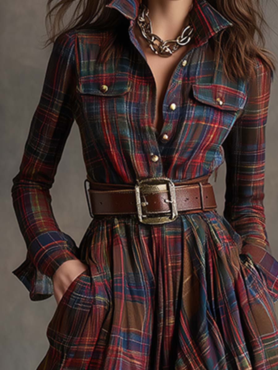 Jessica – Classic Checked Maxi Shirt Dress