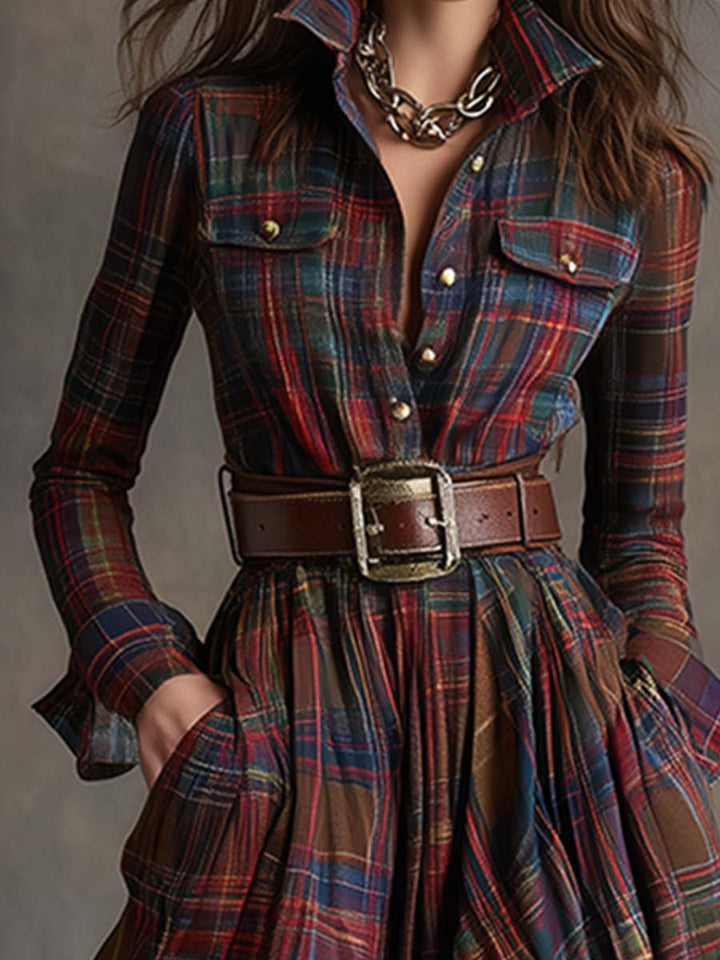 Jessica – Classic Checked Maxi Shirt Dress