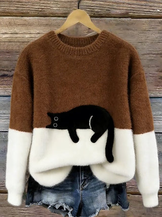 Relaxed Fit Cat Graphic Sweater