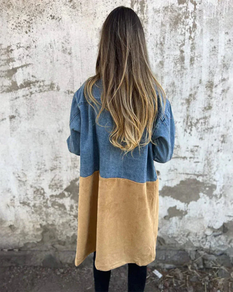 Iris™ | Denim & Camel Wool Blend Coat