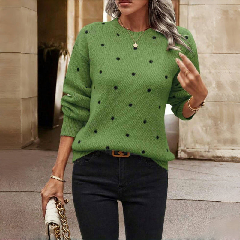 Niva - Knitted Sweater with Polka Dot Design
