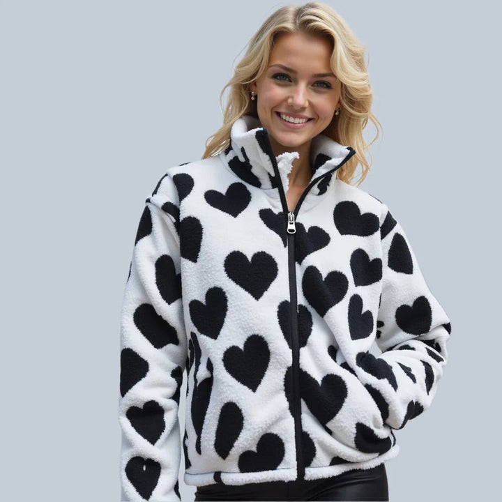 Catherine – Heart-Print Reversible Jacket