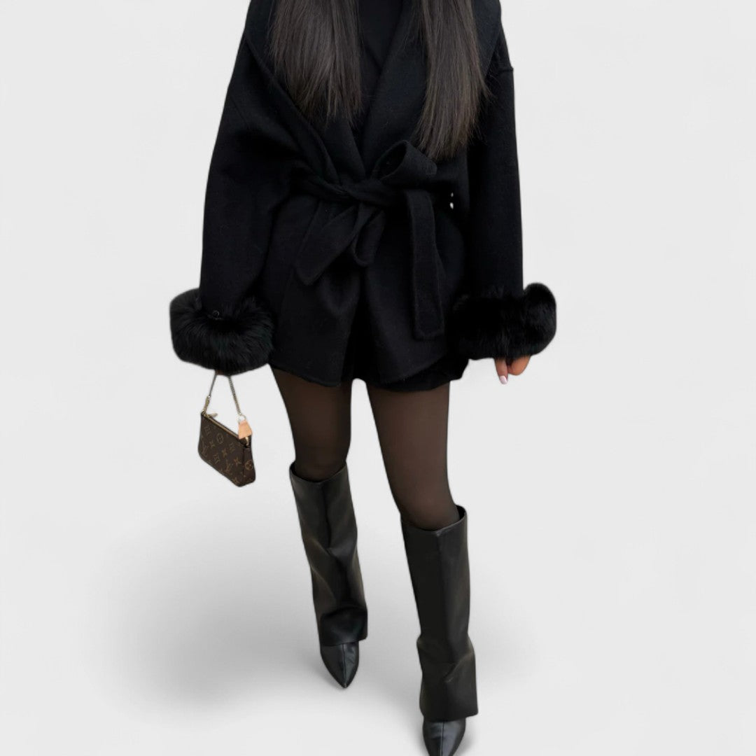 Thea – Wool Coat Featuring Faux Fur Accents