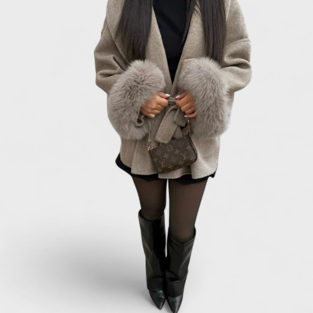 Thea – Wool Coat Featuring Faux Fur Accents