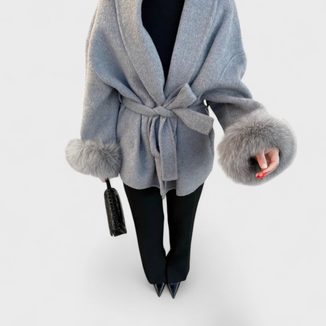 Thea – Wool Coat Featuring Faux Fur Accents