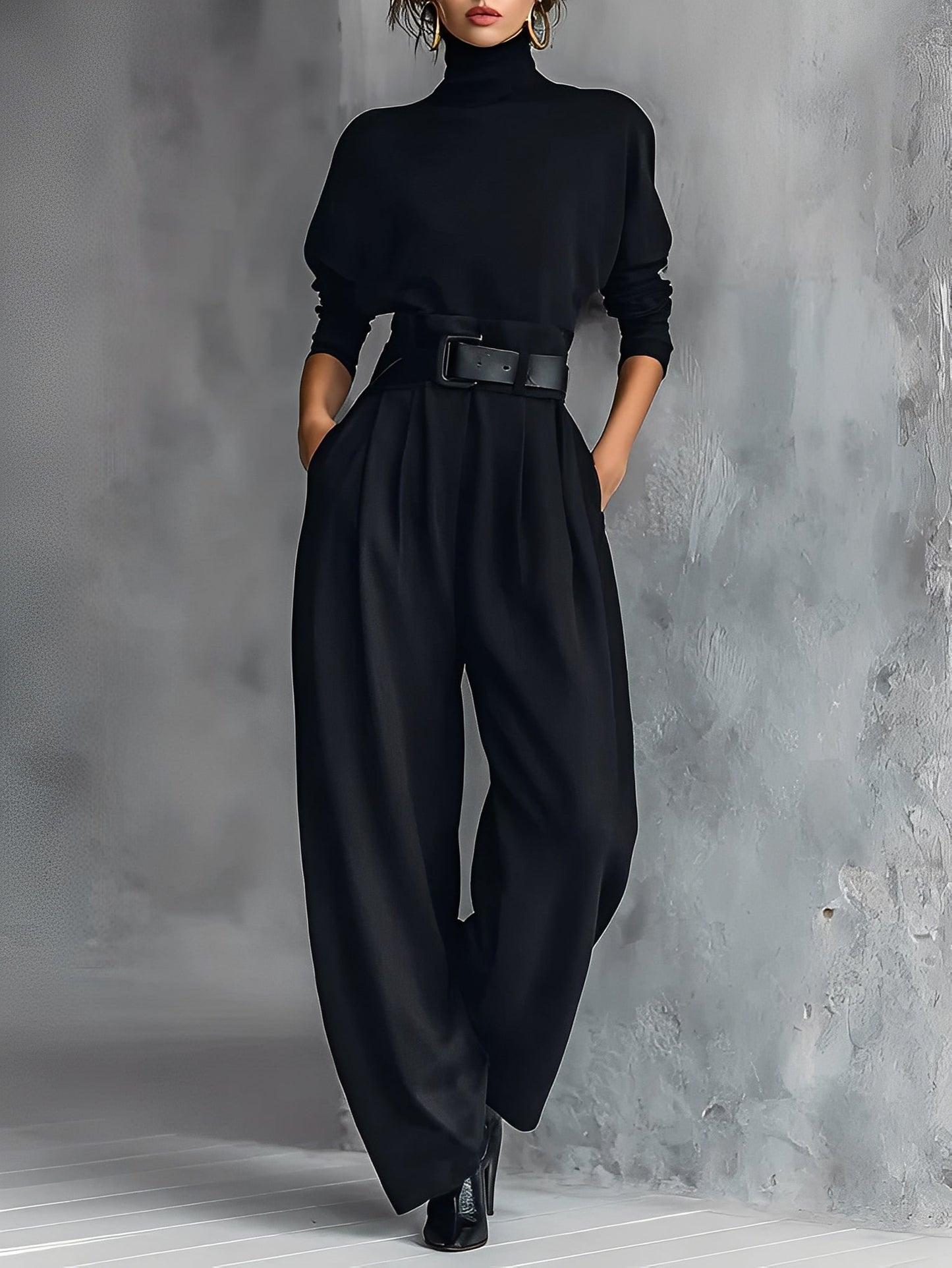Mia – Straight-Leg Jumpsuit with Polo Neck