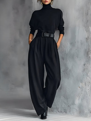 Mia – Straight-Leg Jumpsuit with Polo Neck