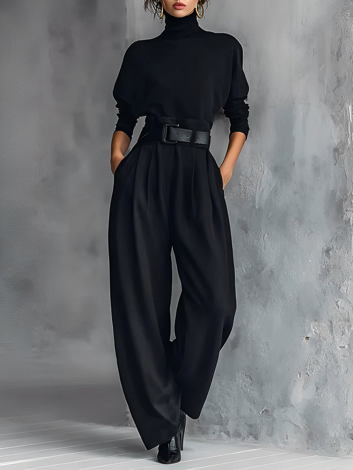 Mia – Straight-Leg Jumpsuit with Polo Neck