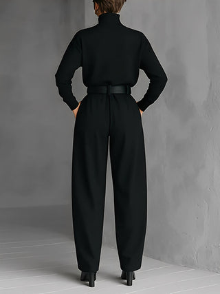 Mia – Straight-Leg Jumpsuit with Polo Neck
