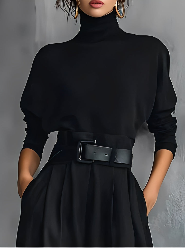 Mia – Straight-Leg Jumpsuit with Polo Neck