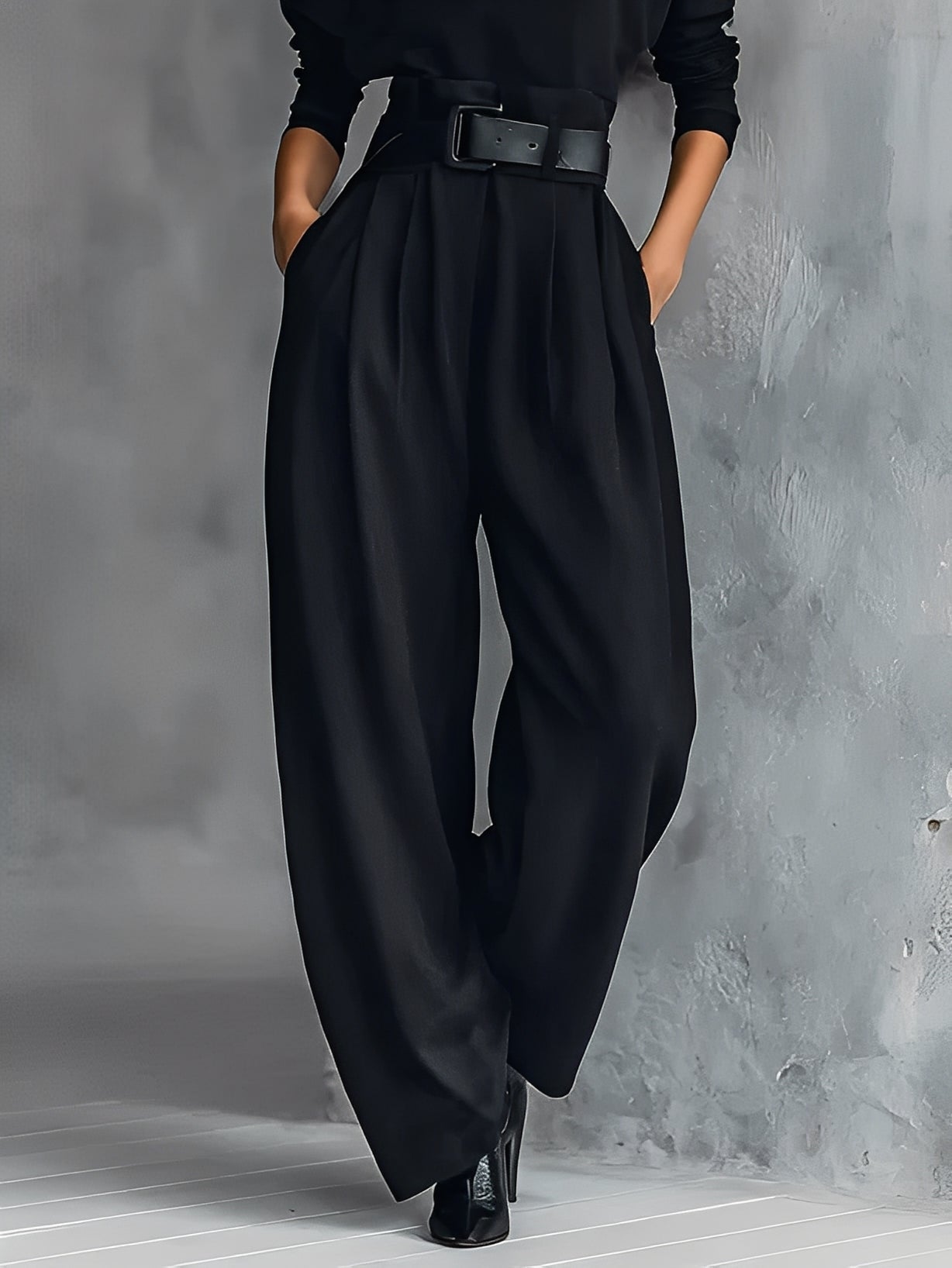 Mia – Straight-Leg Jumpsuit with Polo Neck