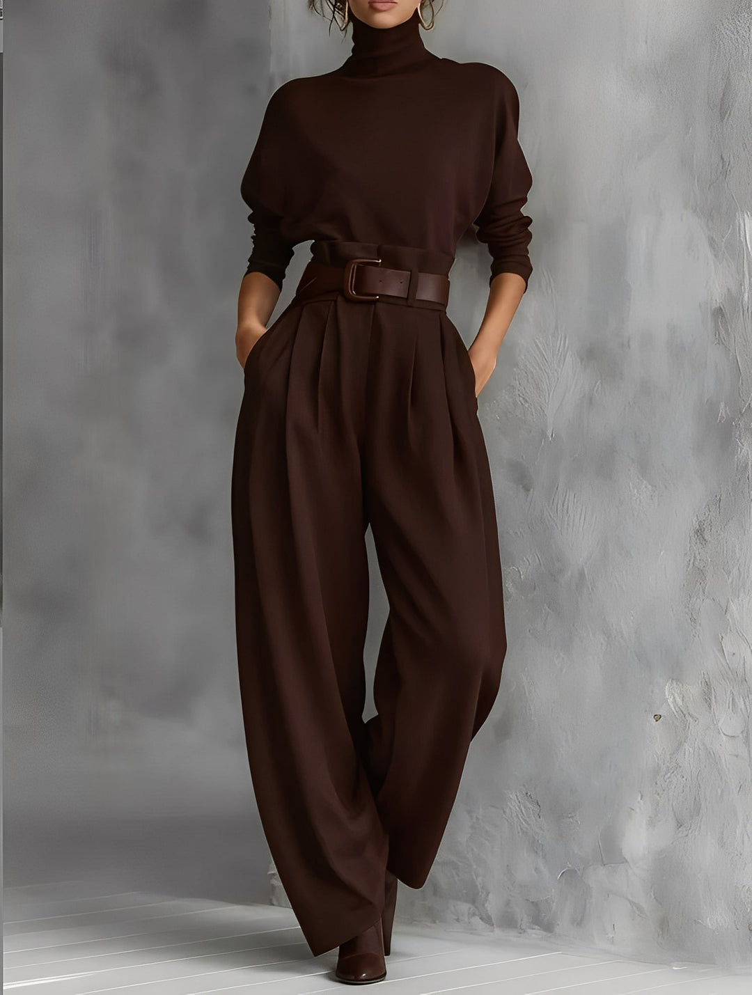 Mia – Straight-Leg Jumpsuit with Polo Neck