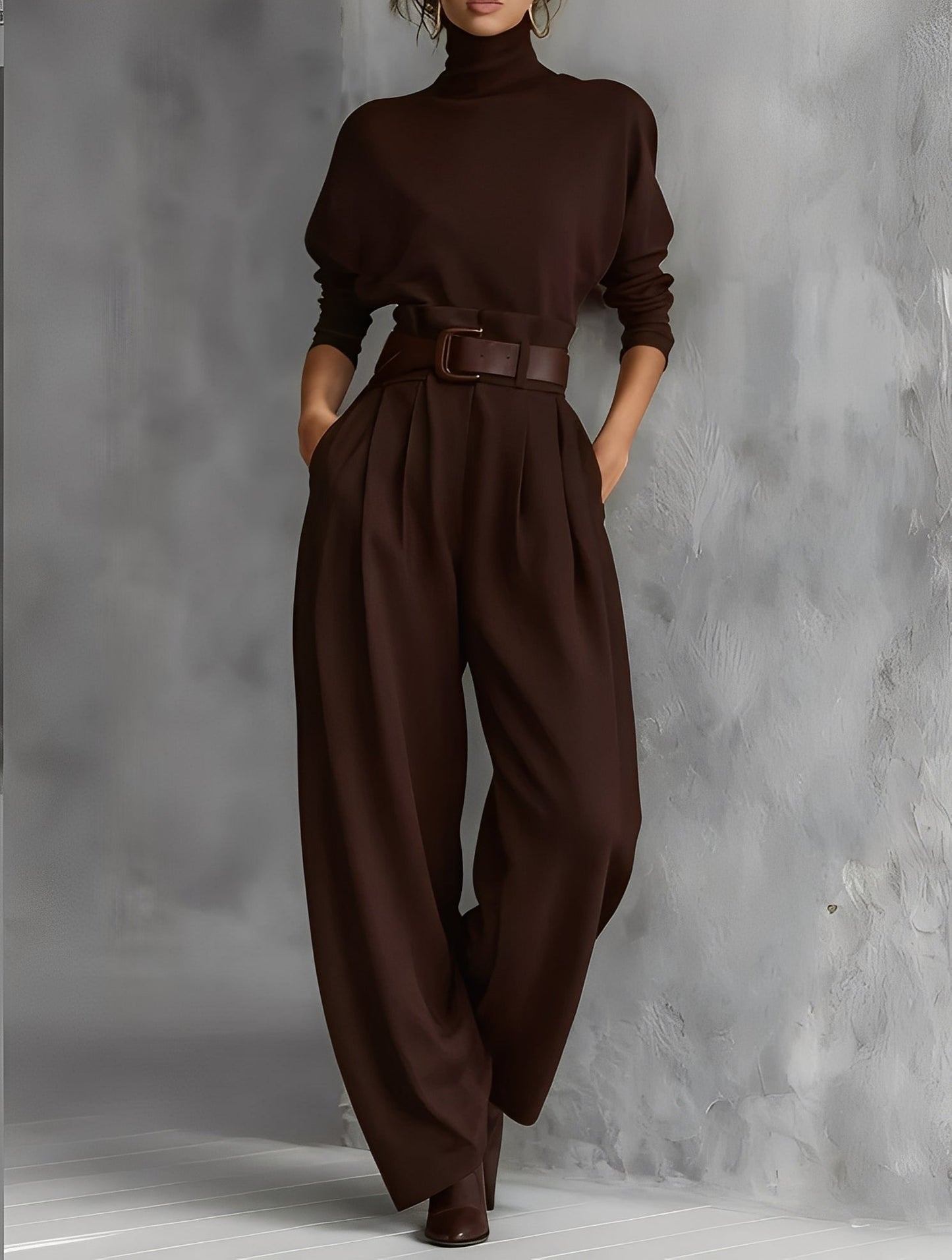 Mia – Straight-Leg Jumpsuit with Polo Neck