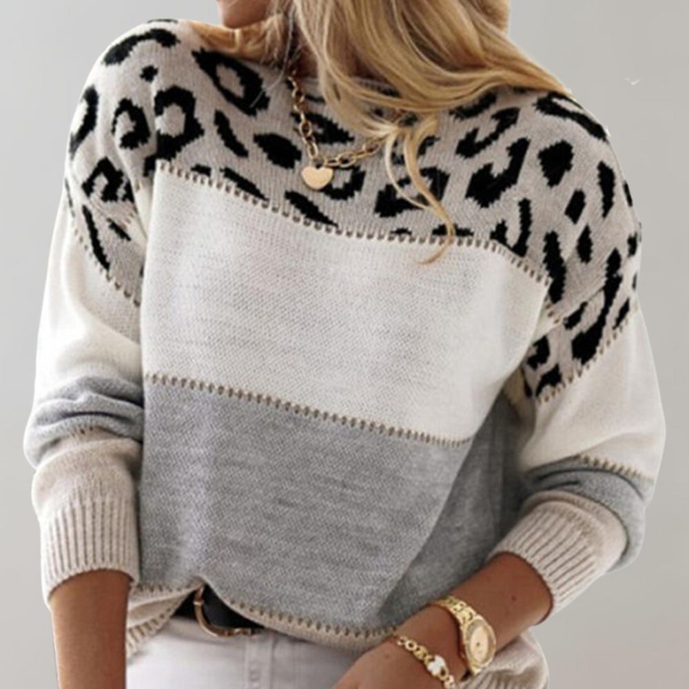 Seraphina - Chic Leopard Print Knit Sweater
