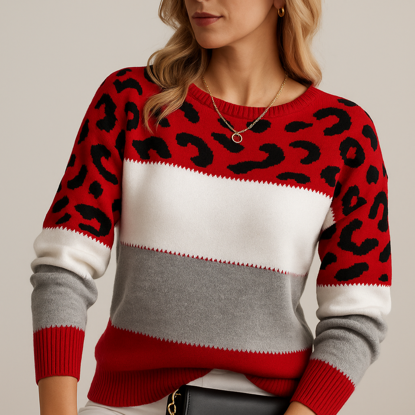 Seraphina - Chic Leopard Print Knit Sweater