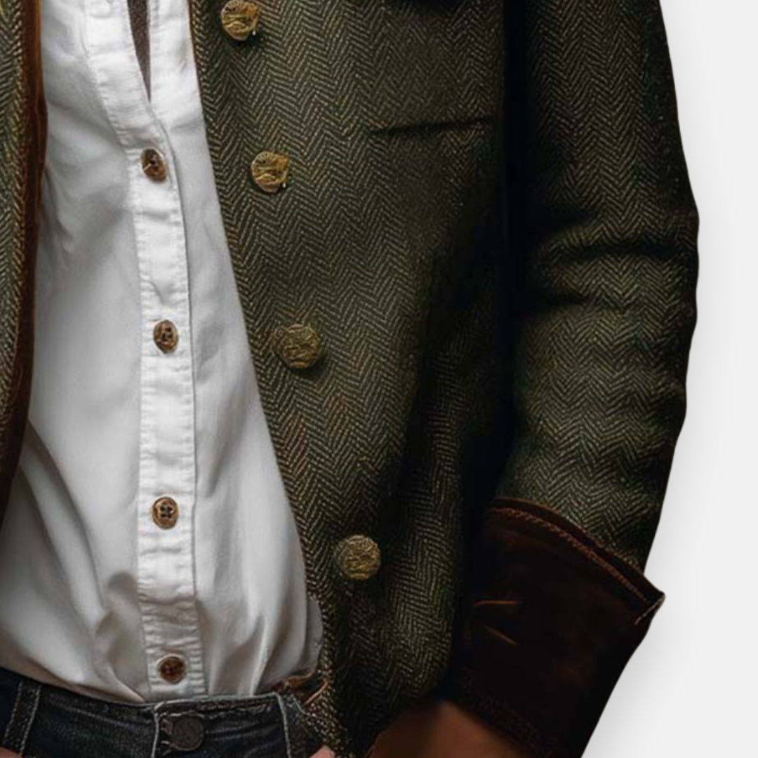 Elspeth – Chic Tweed Jacket Featuring Luxurious Velvet Accents