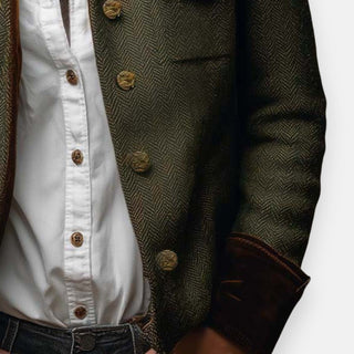 Elspeth – Chic Tweed Jacket Featuring Luxurious Velvet Accents