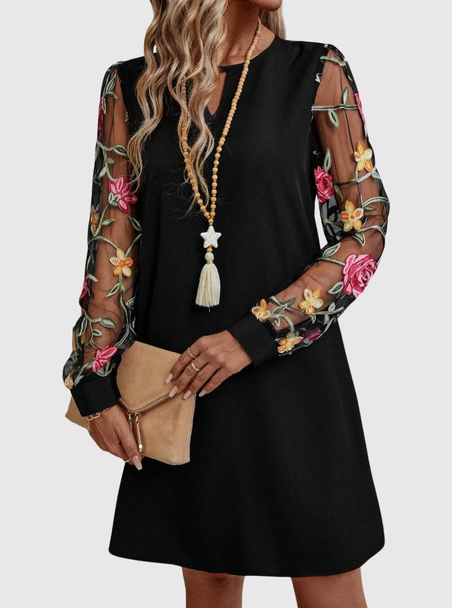 Enid – Stylish V-Neck Dress with Elegant Sleeves