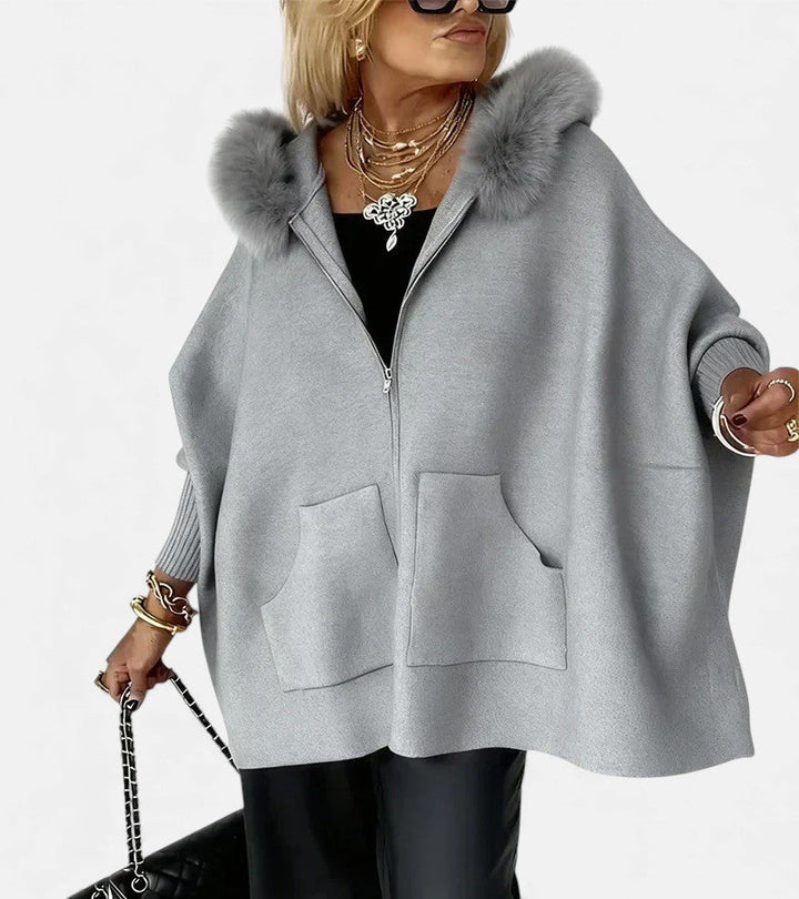 Olivia – Cozy Hooded Coat with Faux Fur Collar