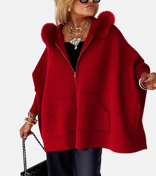 Olivia – Cozy Hooded Coat with Faux Fur Collar