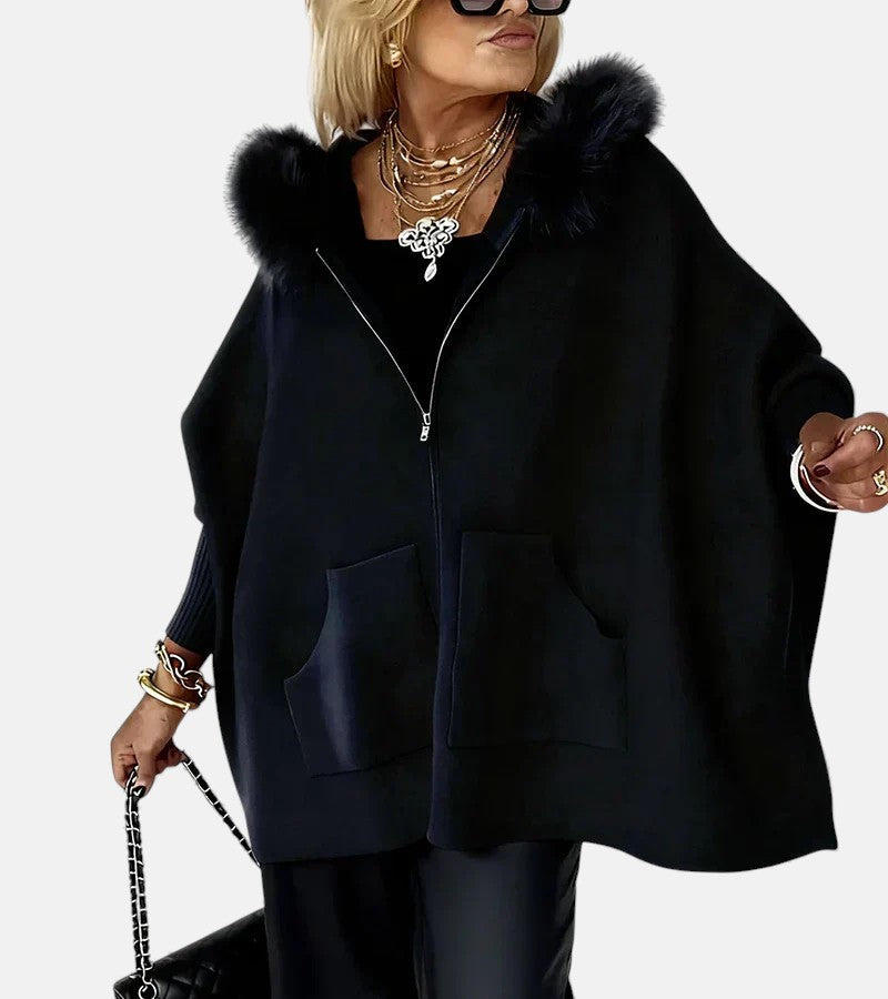 Olivia – Cozy Hooded Coat with Faux Fur Collar