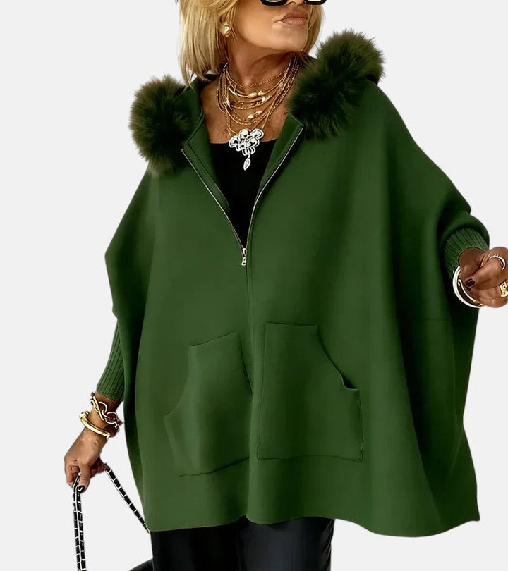 Olivia – Cozy Hooded Coat with Faux Fur Collar