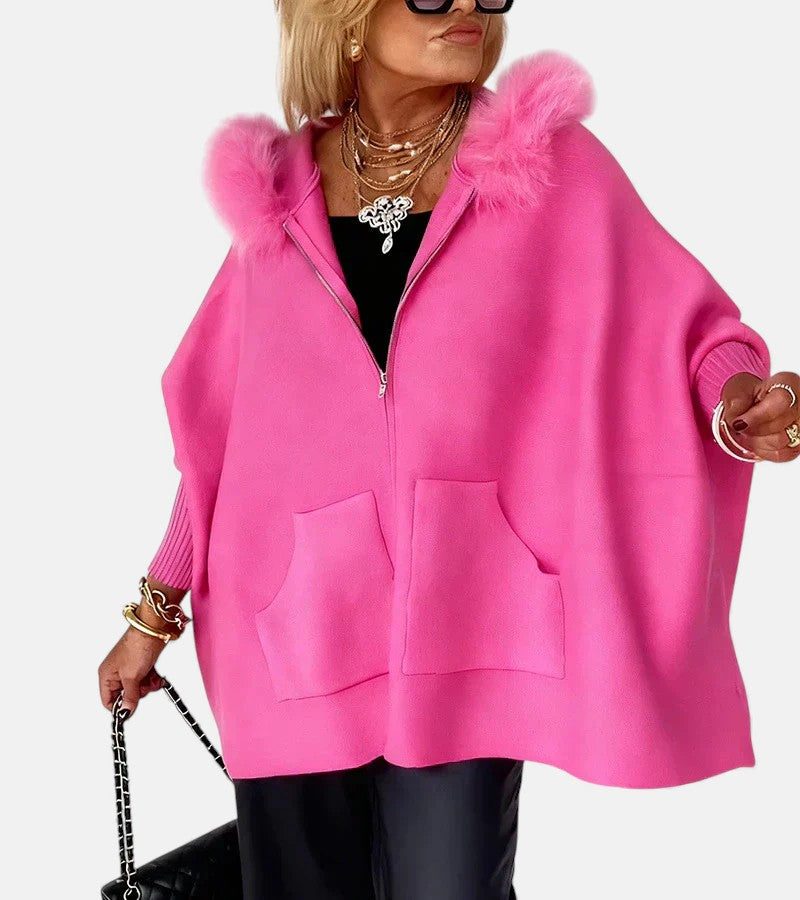 Olivia – Cozy Hooded Coat with Faux Fur Collar