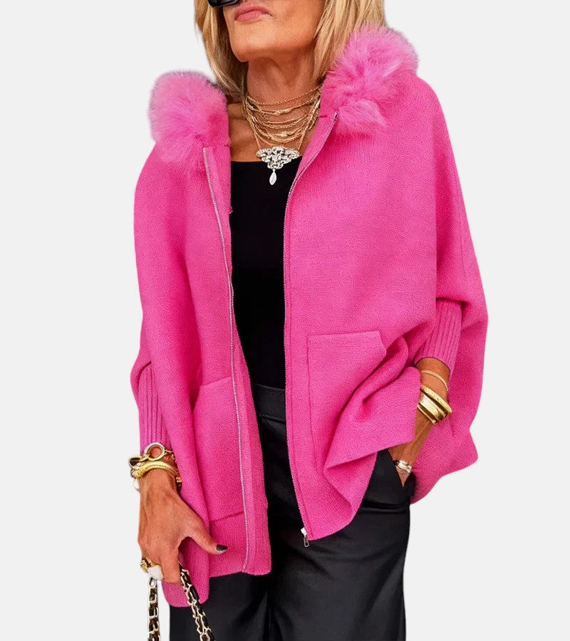 Olivia – Cozy Hooded Coat with Faux Fur Collar