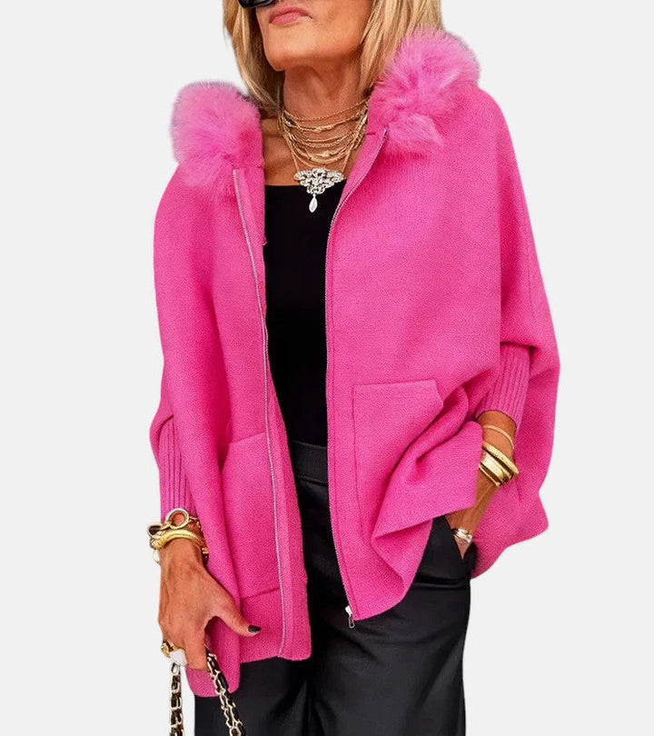 Olivia – Cozy Hooded Coat with Faux Fur Collar