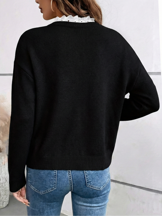 Céline | Chic Lace Collar Jumper, Cashmere Feel