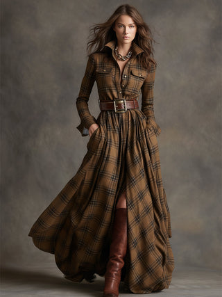 Jessica – Classic Checked Maxi Shirt Dress