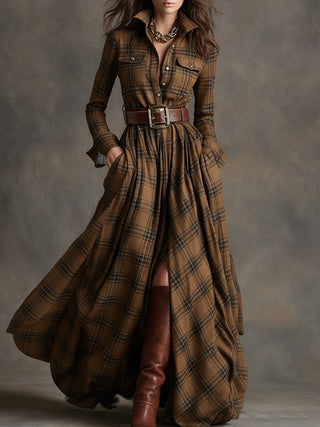 Jessica – Classic Checked Maxi Shirt Dress
