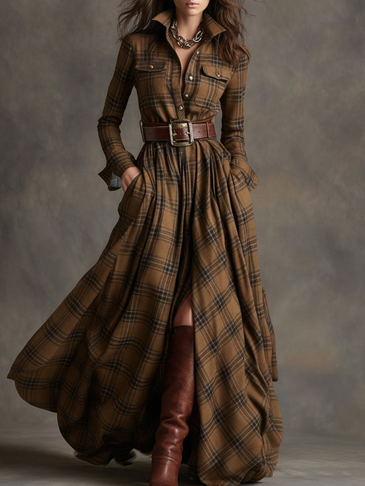 Jessica – Classic Checked Maxi Shirt Dress