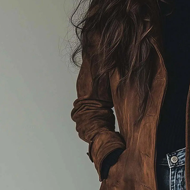 Maude - Extended Length Vegan Suede Coat