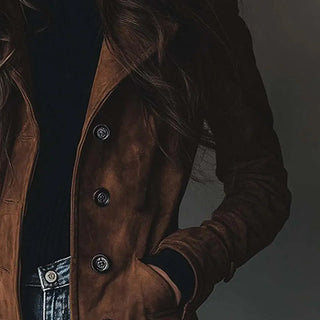 Maude - Extended Length Vegan Suede Coat