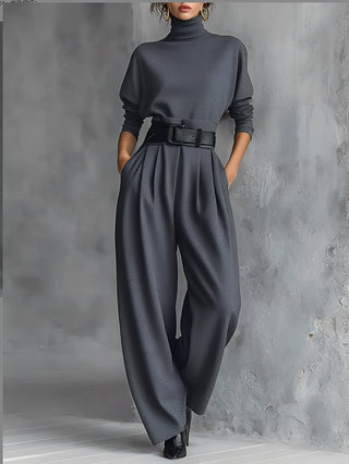Mia – Straight-Leg Jumpsuit with Polo Neck
