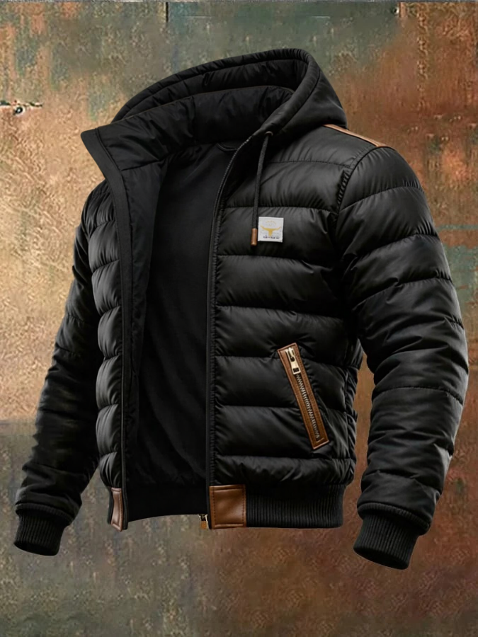 Giles – Leather-Trimmed Padded Jacket